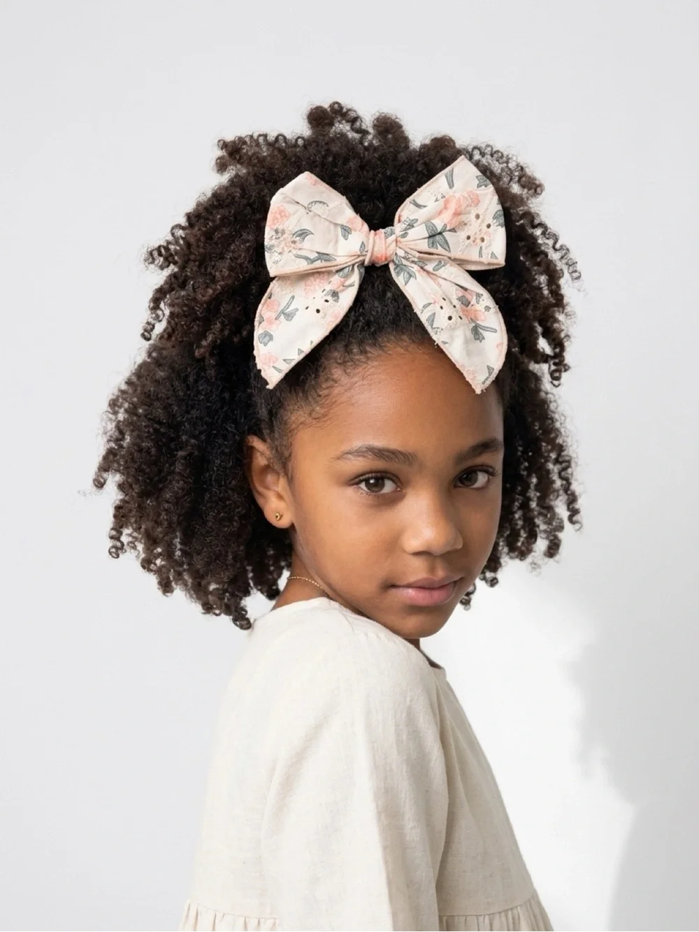 NWT Handmade Kids Floral Eyelet Lace Hair Bow - Sweet Cottagecore Style